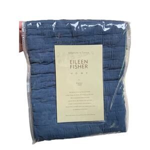 2 EILEEN FISHER HOME Rippled Organic Cotton Standard Blue Shams by Garnet Hill